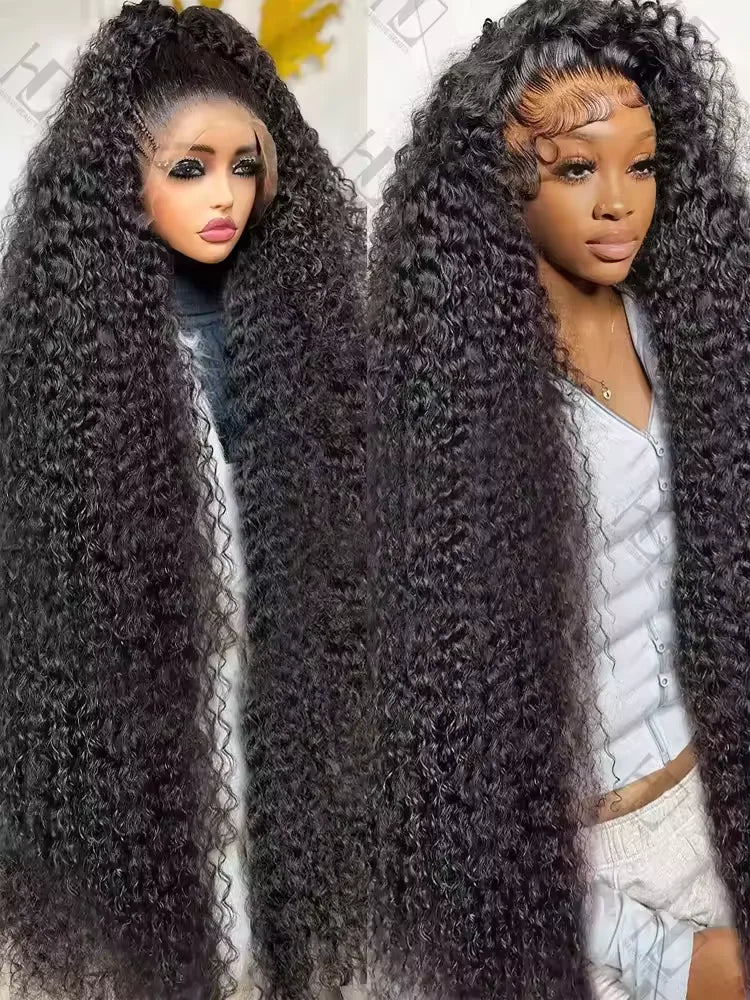 30 40 Inches Deep Wave 13x6 HD Transparent Lace Front Human Hair Wig Glueless 13x4 Curly Water Wave Lace Frontal Wigs For Women