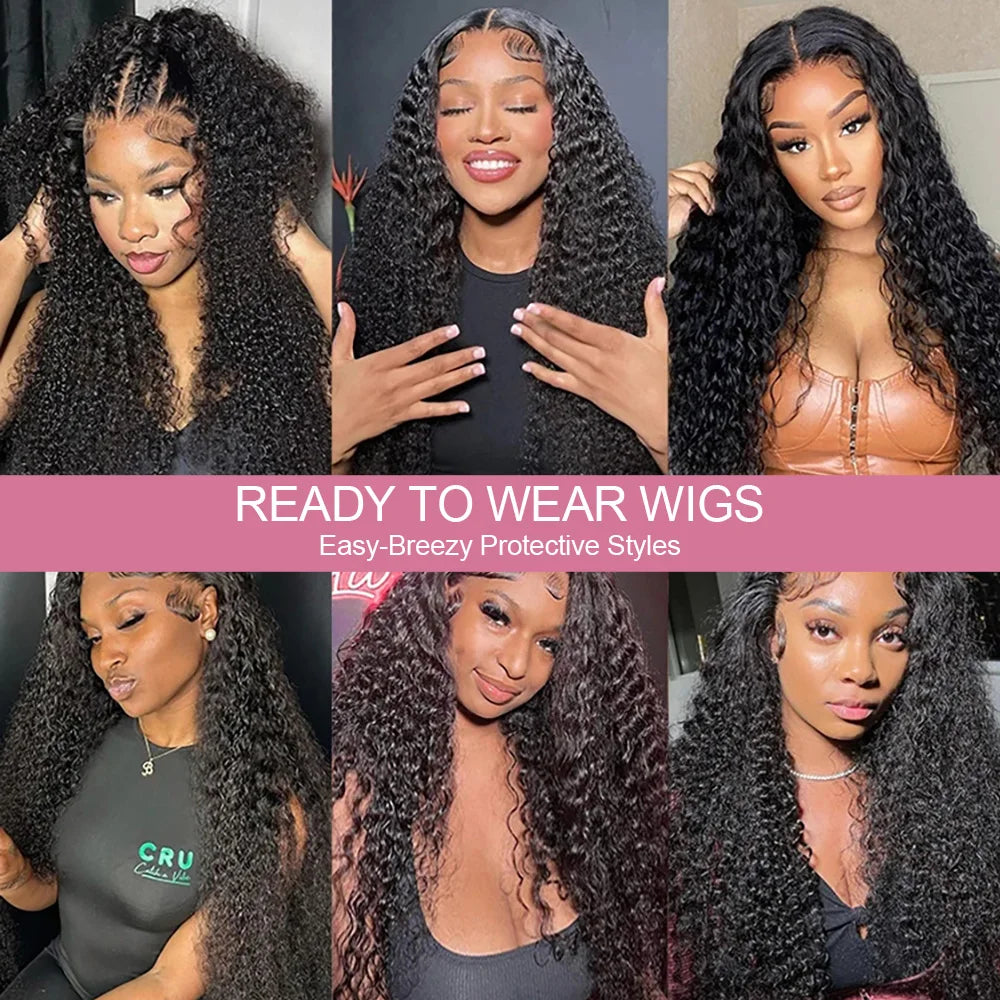 300% 13X6 360 HD Deep Wave Lace Frontal Wig Brazilian 40 46Inch 13X4 Loose Water Curly Wave Lace Front Human Hair Wigs For Women