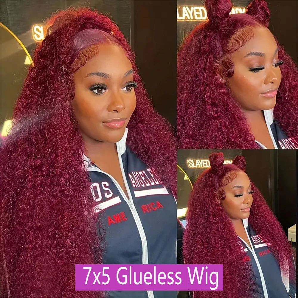 99J Lace Front Human Hair Wig 100% 36 Inch Glueless Wig Human Hair Ready to wear 7x5   Brazilian Glueless Wear And Go For Women