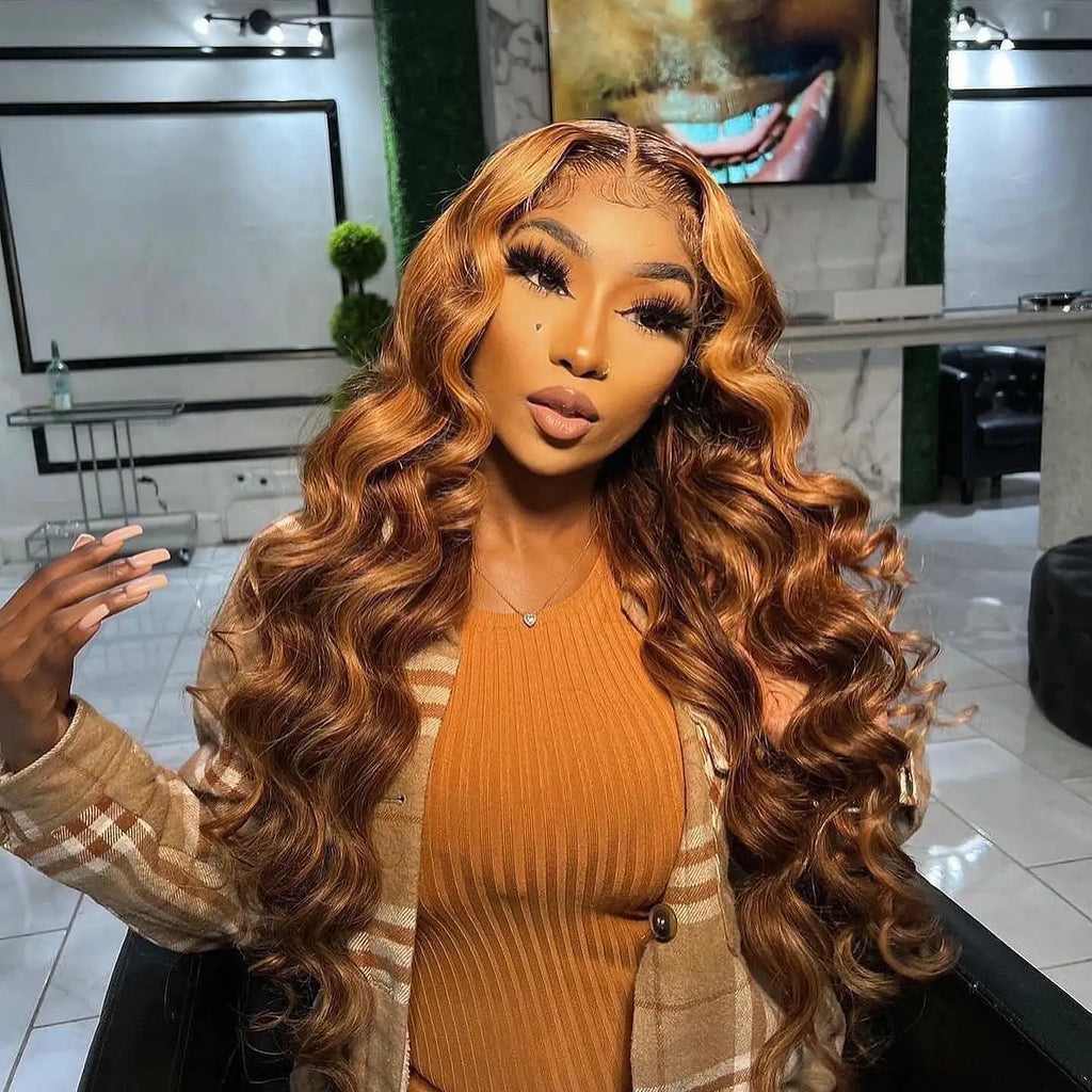 Highlight Ombre Body Wave 13x4 Lace Frontal Wig Human Hair 4/27 Lace Front Wigs 200 Density 4x4 Lace Front Wigs Human Hair Wigs