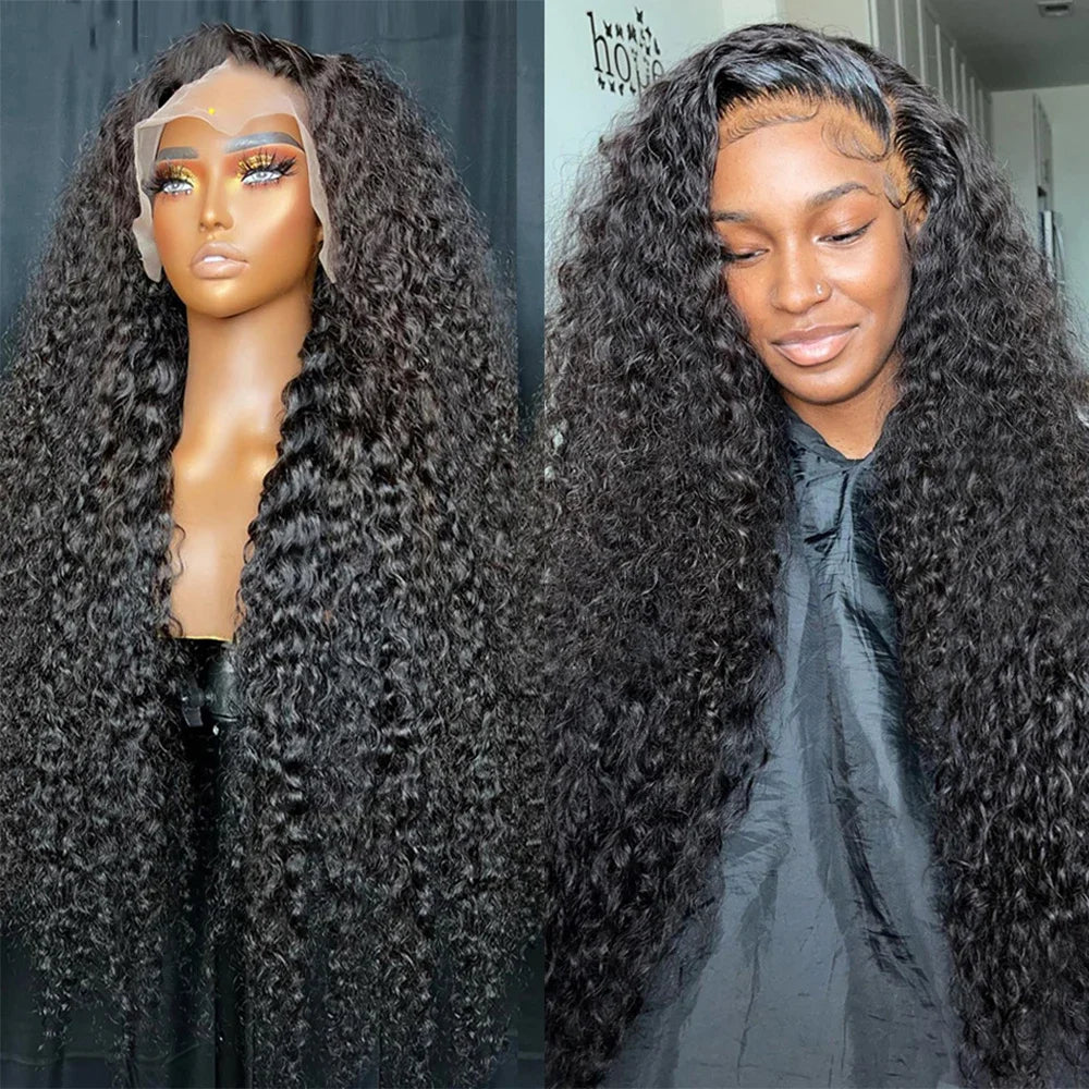 Luckathy 180 Density 30 32 Inches HD Deep Wave 13x4 Curly Lace Front Human Hair Wig 13x6 Water Wave Lace Frontal Wigs For Women