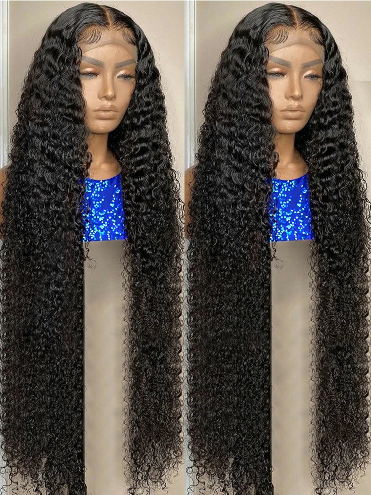 300% Density 40 46 Inches Deep Wave 13x6 HD Lace Frontal Human Hair Wig Brazilian 13x4 360 Water Curly Human Hair Wigs For Women