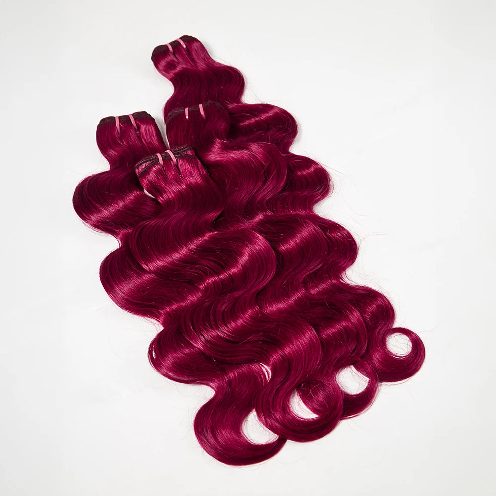 #99J Human Hair 13x4 Lace Front With 18 20 22Inch Bundles Brazilian Hair 3 Bundles With Frontal Body Wave Bundles Burgundy