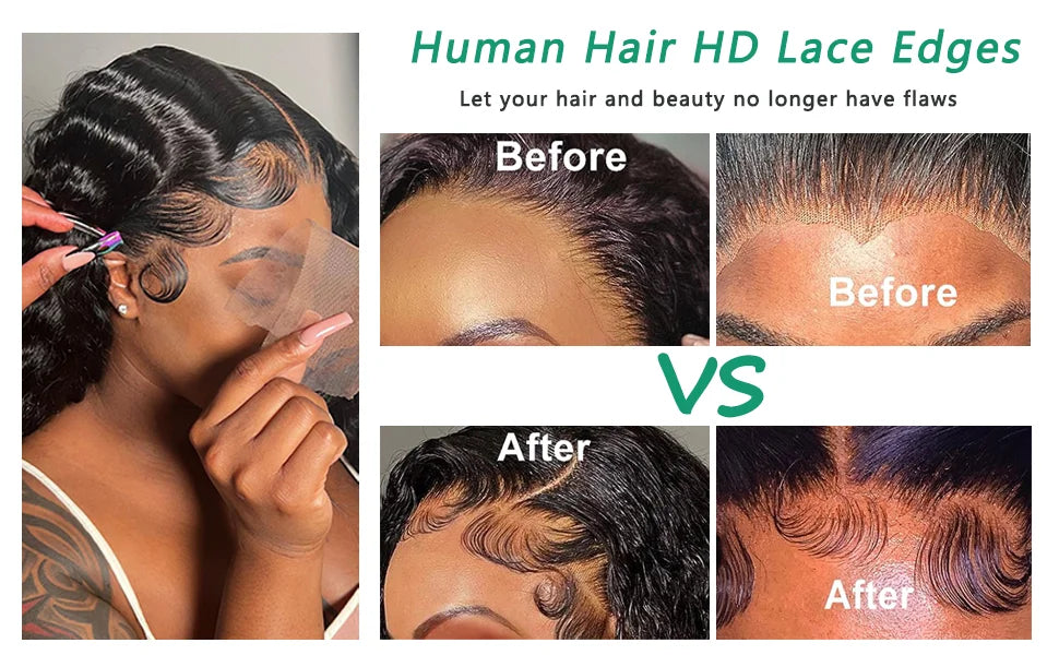 4Pcs Baby Hair Edges Hair HD Lace Baby Hair Stripes For Women Reusable Invisible Lace Hairline Edges Real Human Hair Pieces