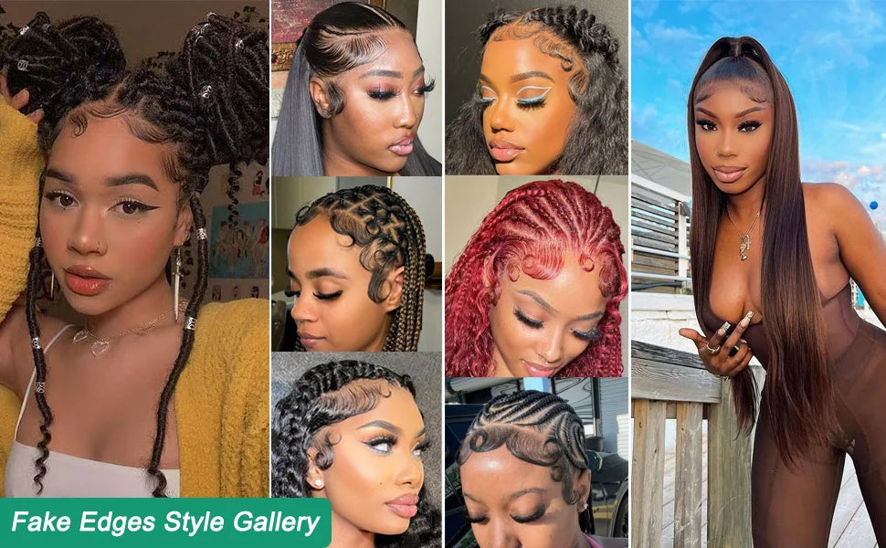 4Pcs Baby Hair Edges Hair HD Lace Baby Hair Stripes For Women Reusable Invisible Lace Hairline Edges Real Human Hair Pieces