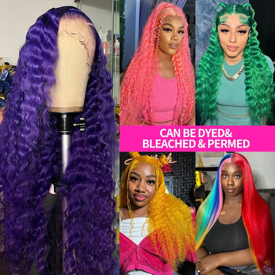 40 inch Curly 613 Honey Blonde Lace Front Human Hair Wigs Loose Deep Wave 13x6 HD Water Wave Color Transparent Lace Frontal Wig