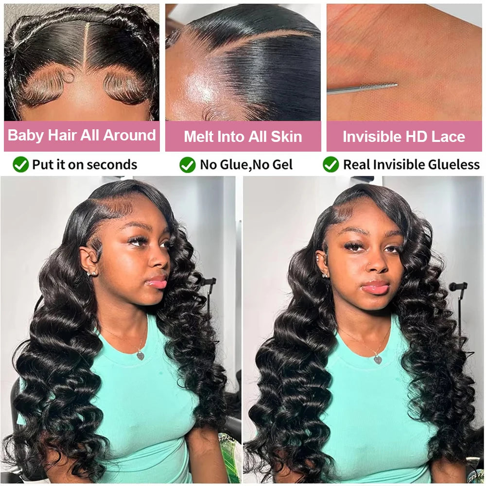 40 Inch Loose Deep Wave 13x6 HD Lace Frontal Human Hair Wig Brazilian Curly Wigs 13x4 360 Full Lace Front Wigs For Women 250%