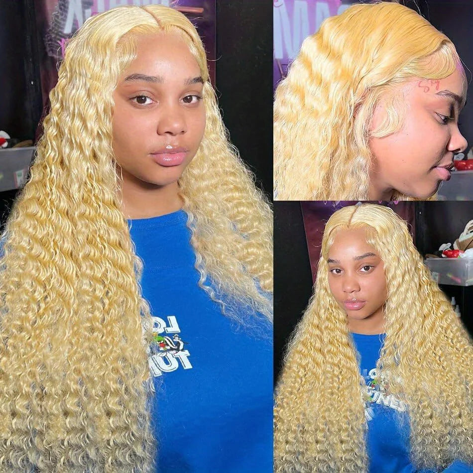 Blonde Water Wave Remy Human Hair Wig 613 hd Lace Frontal Wig 13x6 13x4 Lace Pre Plucked Brazilian Colored Curly Human Hair Wigs