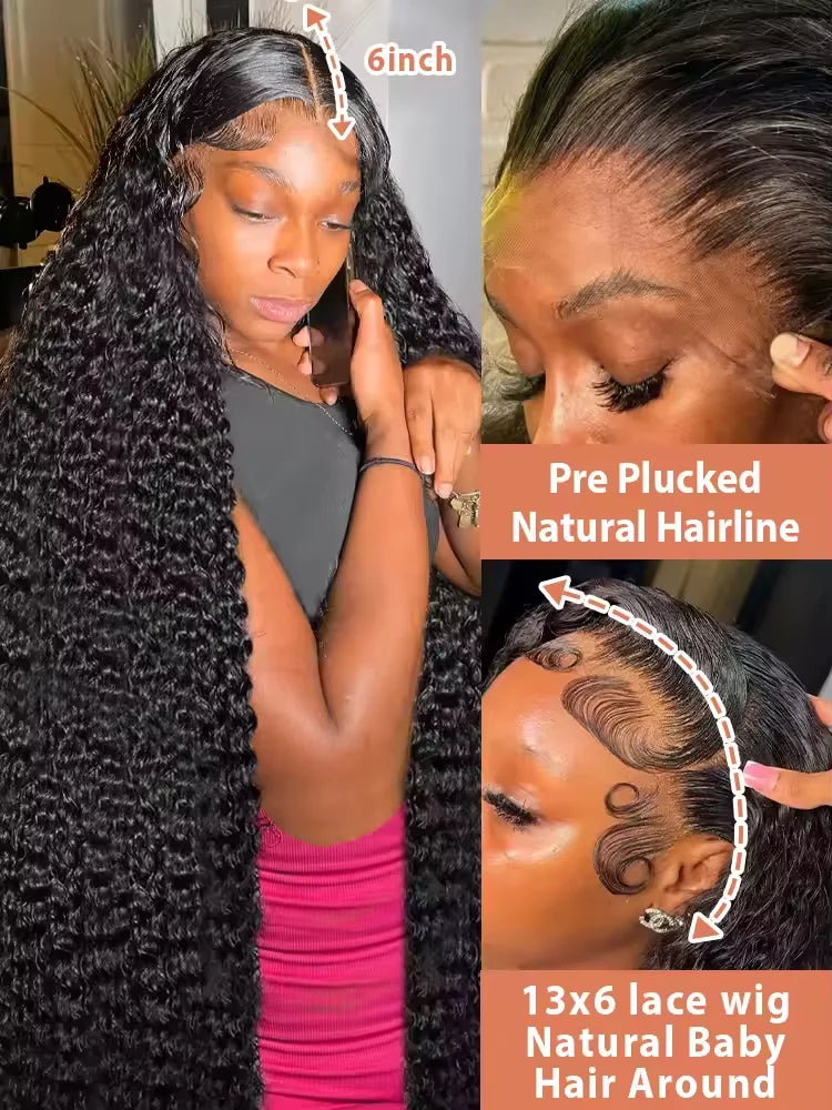 30 40 Inch 13x6 HD Lace Front Human Hair Wigs Deep Wave 250 Density 13x4 Curly Lace Frontal Wig Glueless 5x5 Closure Brazilian