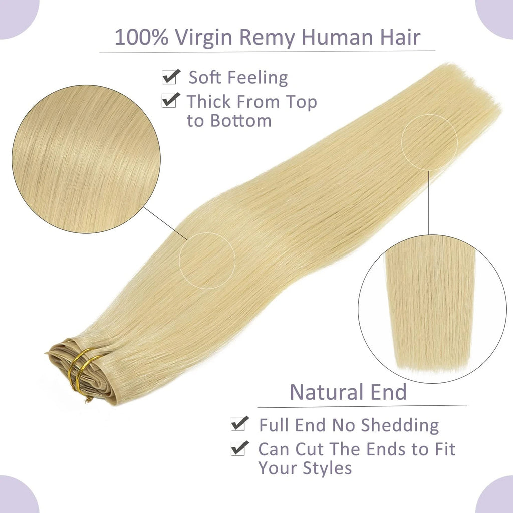 10Pcs Clip In Hair Extensions 100% Real Human Hair 613 Blonde Colored Straight Clip In Hair 140G/Set Deals Clearance Sale