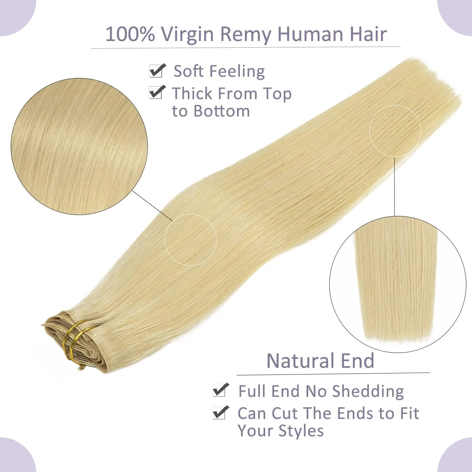 10Pcs Clip In Hair Extensions 100% Real Human Hair 613 Blonde Colored Straight Clip In Hair 140G/Set Deals Clearance Sale