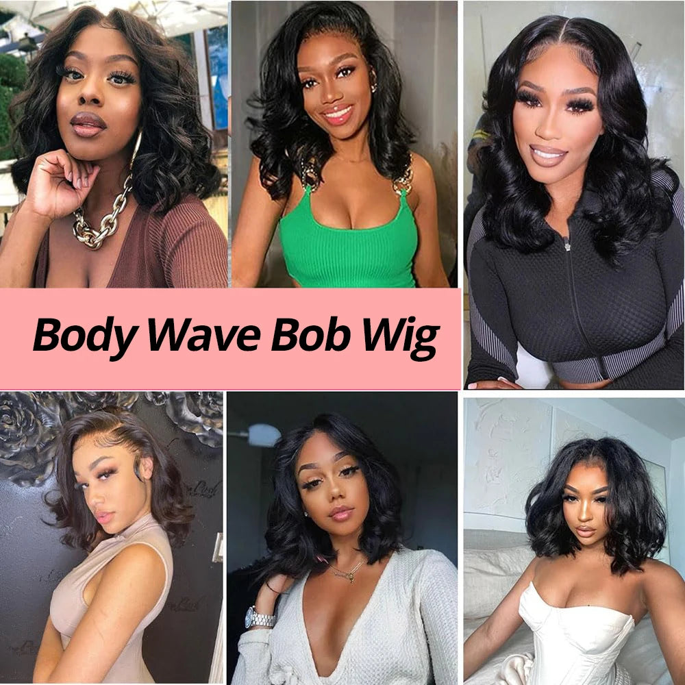 Bob Wig Body Wave Lace Front Wig 4x4 HumanHair Lace Frontal Wig Short Body Wave Loose Body Hairstyle 13x4 Guleless Human Hair