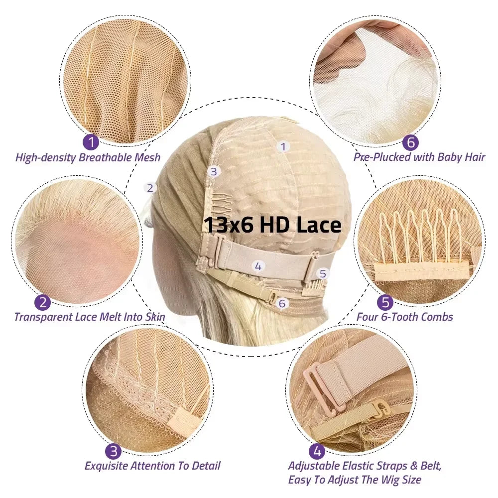 Luckathy Blonde Lace Front Wig Human Hair Body Wave 613 Hd Lace Frontal Wig 13X4 Hd Lace Wig 13X6 Human Hair Lace Frontal Wigs