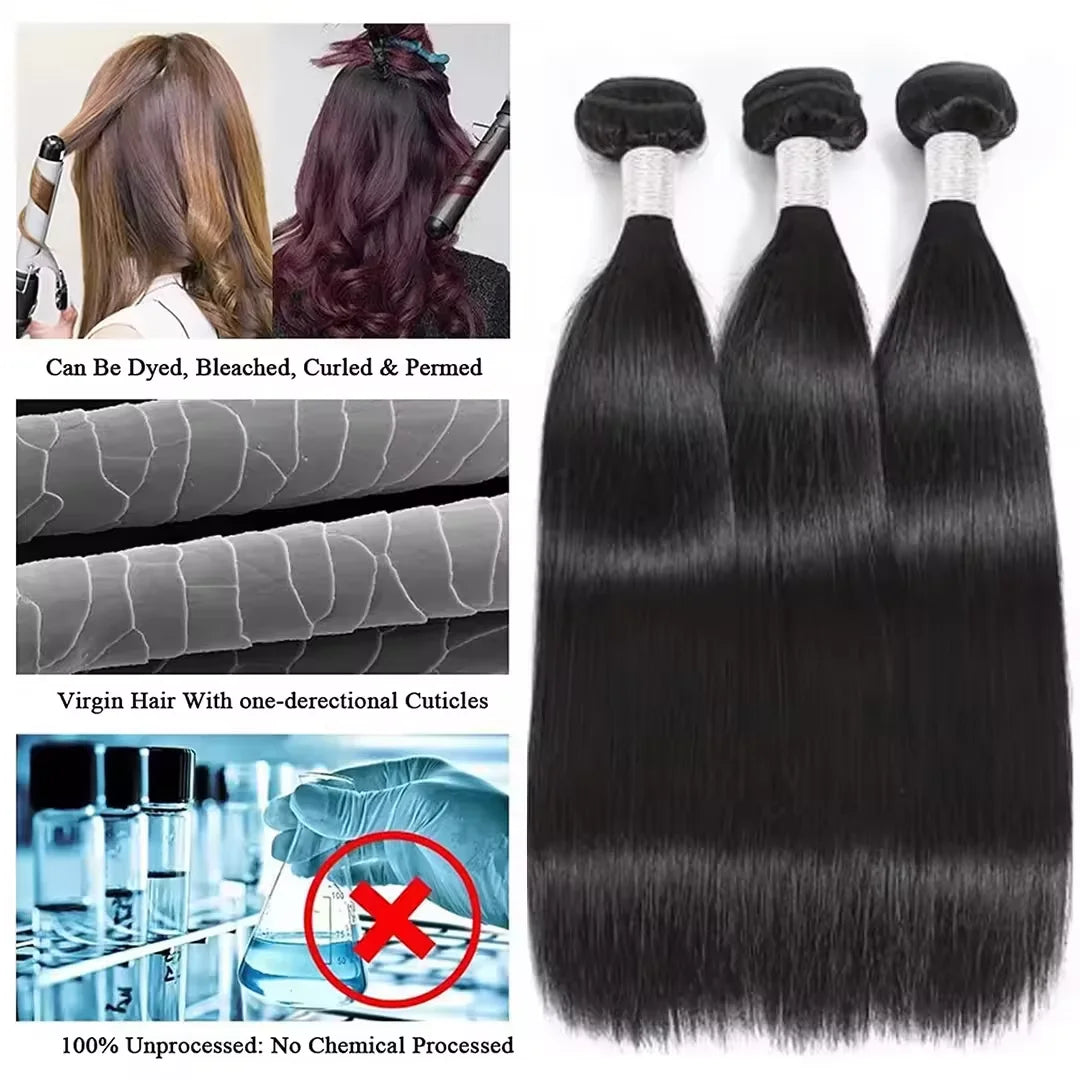8-34 Inch Bone Straight Human Hair Weave Bundles 12 A Brazilian Natural Color 100% Remy Human Hair Extension 1 3 4 5 Bundles Wef