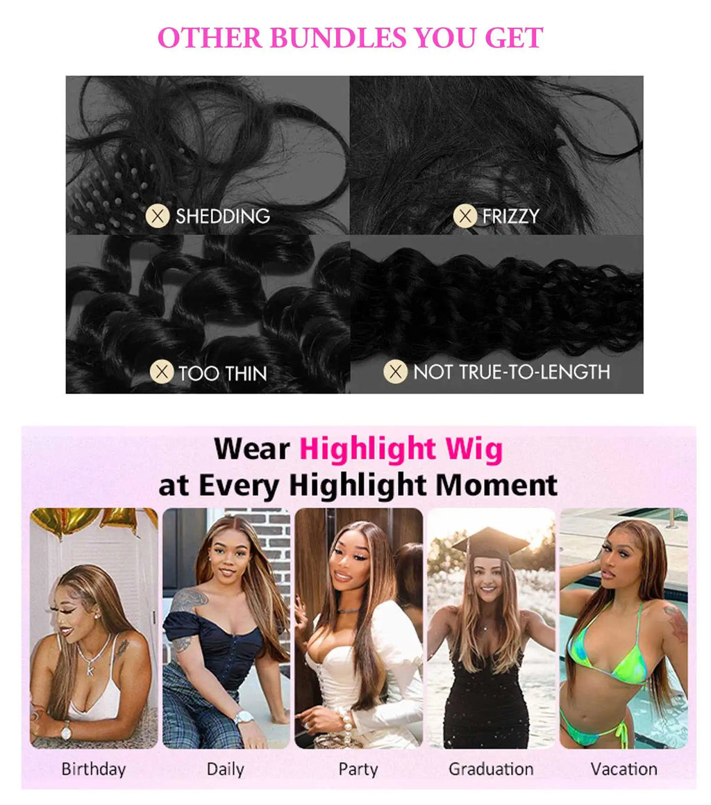 30 40 Inch Highlight Straight Human Hair Wig 250 Density HD Transparent Lace Frontal Wigs Brazilian Lace Front Human Hair Wig