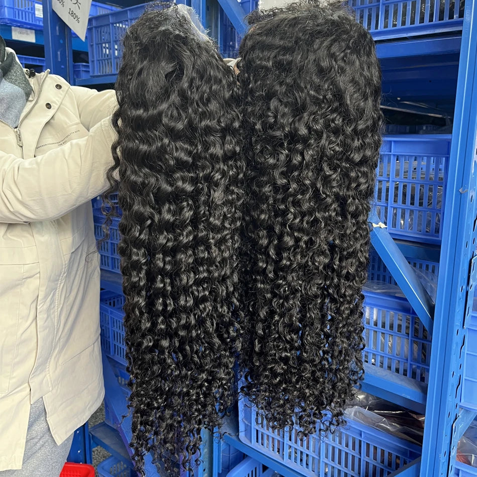 300% Density 13X6 HD Deep Wave Lace Frontal Wig Brazilian 40 46 Inch 13X4 360 Water Curly Lace Front Human Hair Wigs For Women