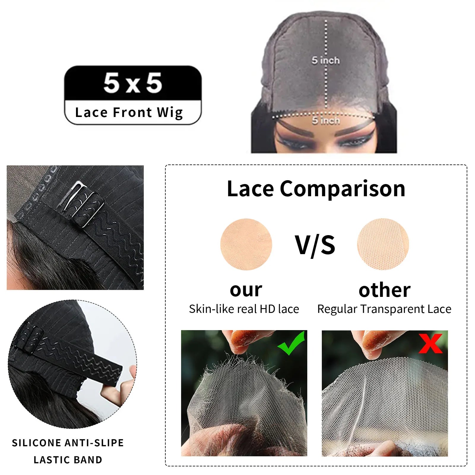 180% Layered Cut Short Bob Glueless Wigs Human Hair Pre Cut 5x5 HD Lace Closure Wig  Wig Pre Plucked Side Parted Natural Black