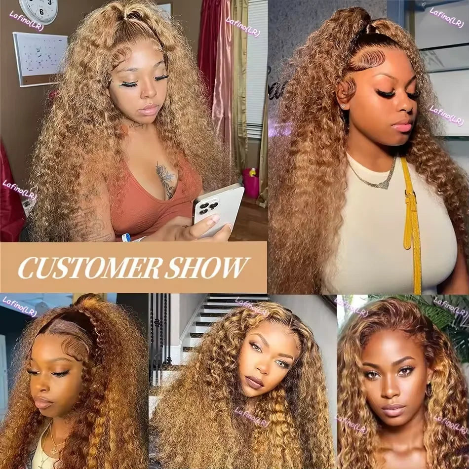40Inch  360 Curly Highlight Wig Human Hair 100% Honey Blonde Loose Deep Wig 13x4 13x6 Hd Lace Water Wave Frontal Wigs For Women