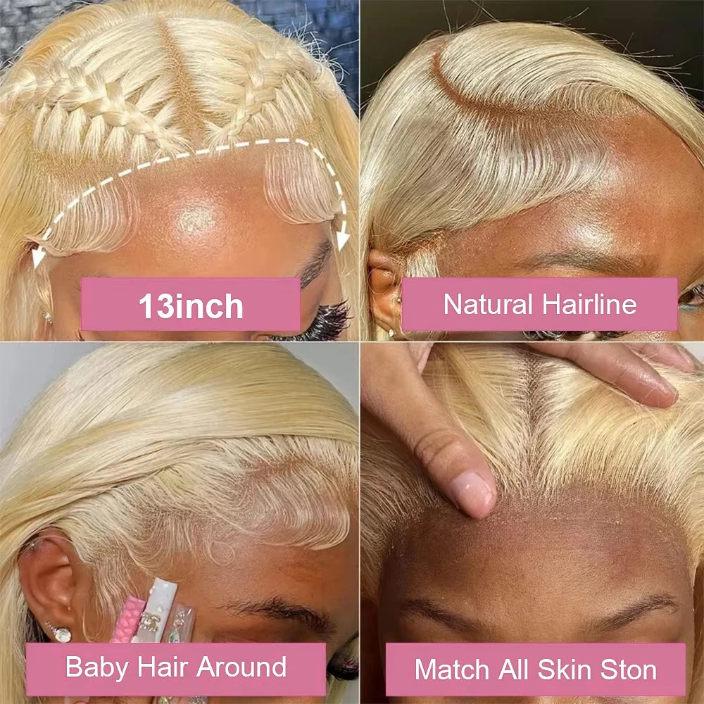 40 42 Inch 613 Honey Blonde Color Deep Wave 13x4 13x6 Hd Lace Frontal Wigs Brazilian Curly Human Hair Wigs For Women 250 Density