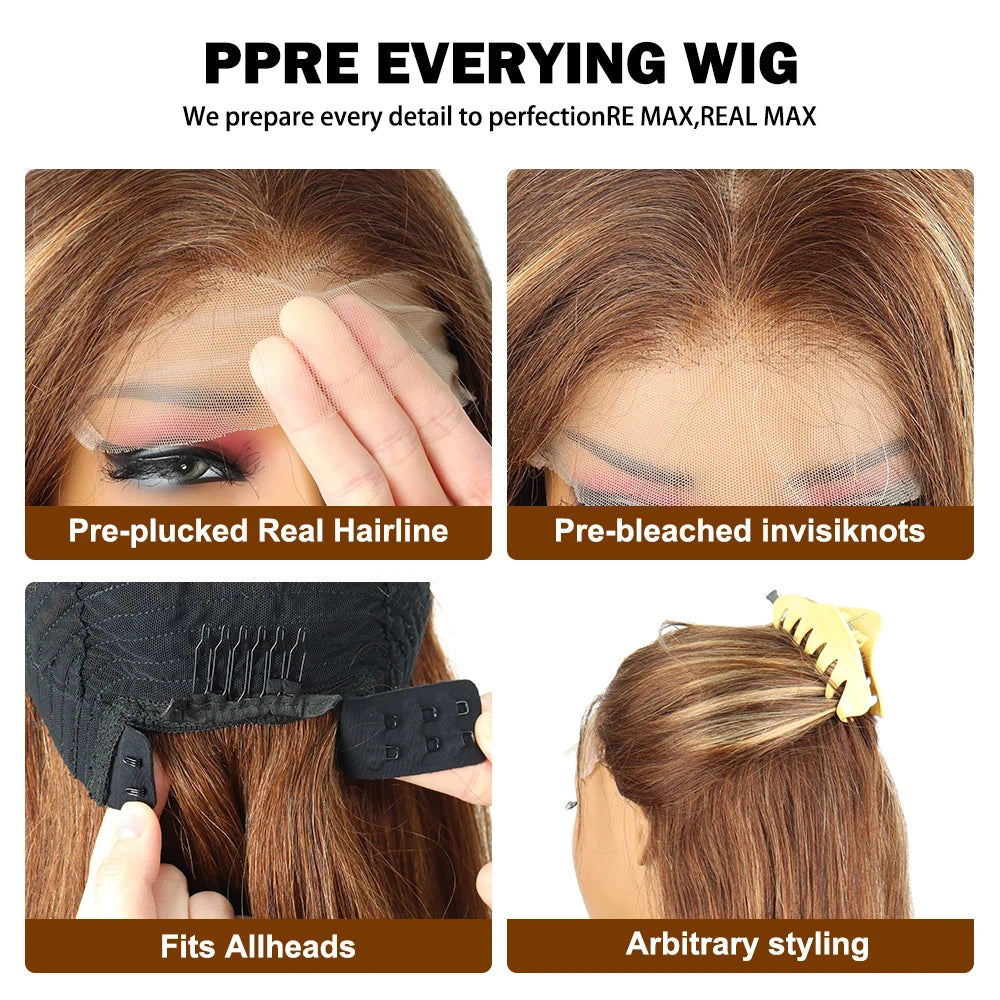 427 Honey Blonde 360 Full HD Lace Frontal Wig 30Inch Straight Lace Front Wigs Brazilian Highlight Glueless Virgin Human Hair Wig