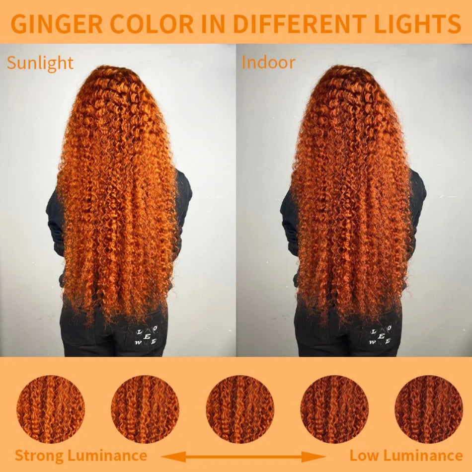 200 Density Ginger Human Hair Wig Water Wave Curly Human Hair Wig Brazilian 100% Colored 13x4 13x6 hd Lace Wig Virgin Human Hair