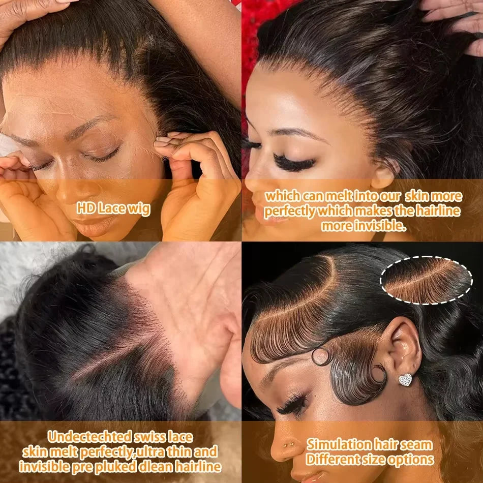 Kinky Curly Wigs 220% Human Hair Wigs Water Deep Wave Brazilian HD Lace Frontal Wig 13x6 HD Lace Front Human Hair Wig For Women