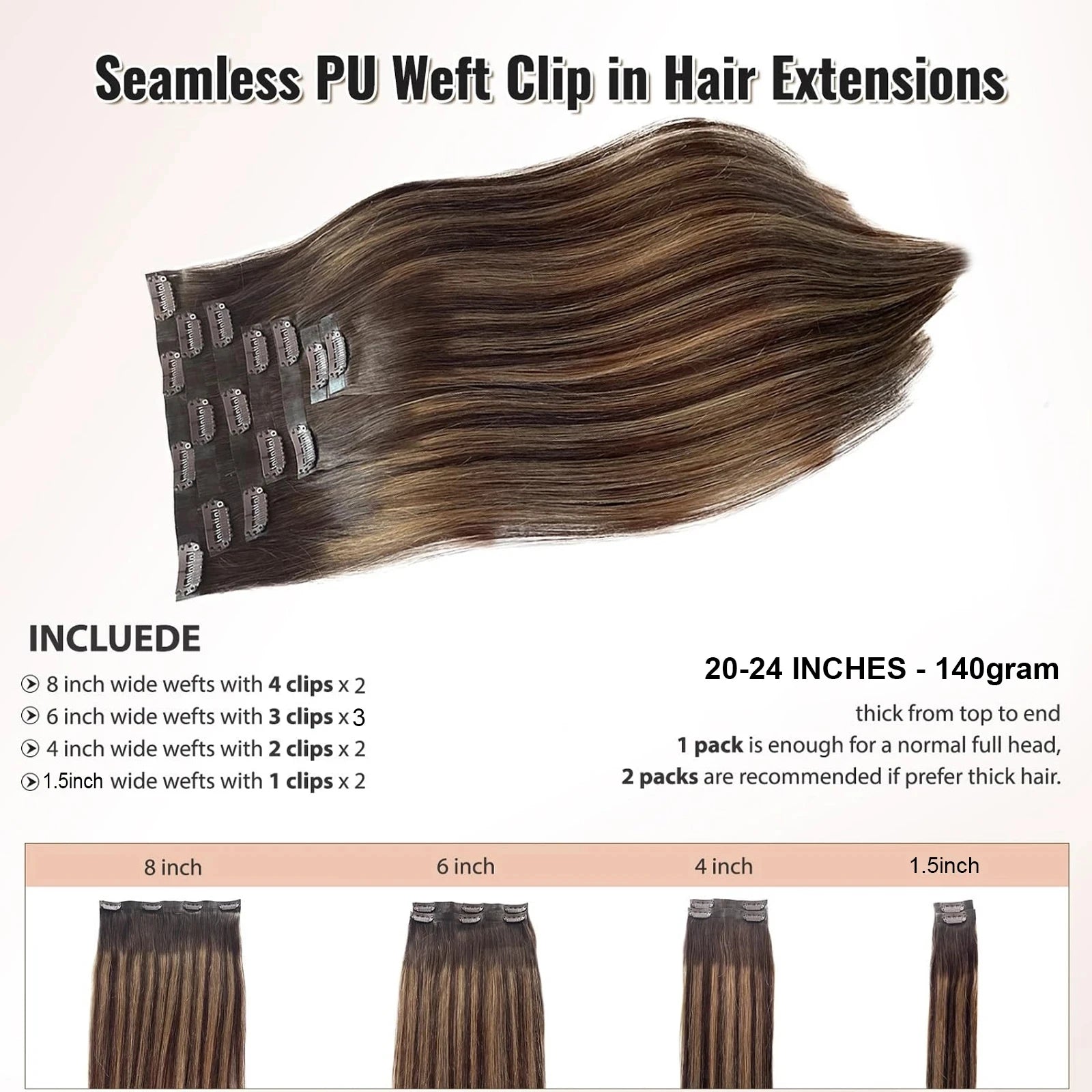 Highlight Straight Clip In Extensions 100% Brazilian Human Hair Clip In Hair Extension One Piece Hairpieces With 24 Secure Clips