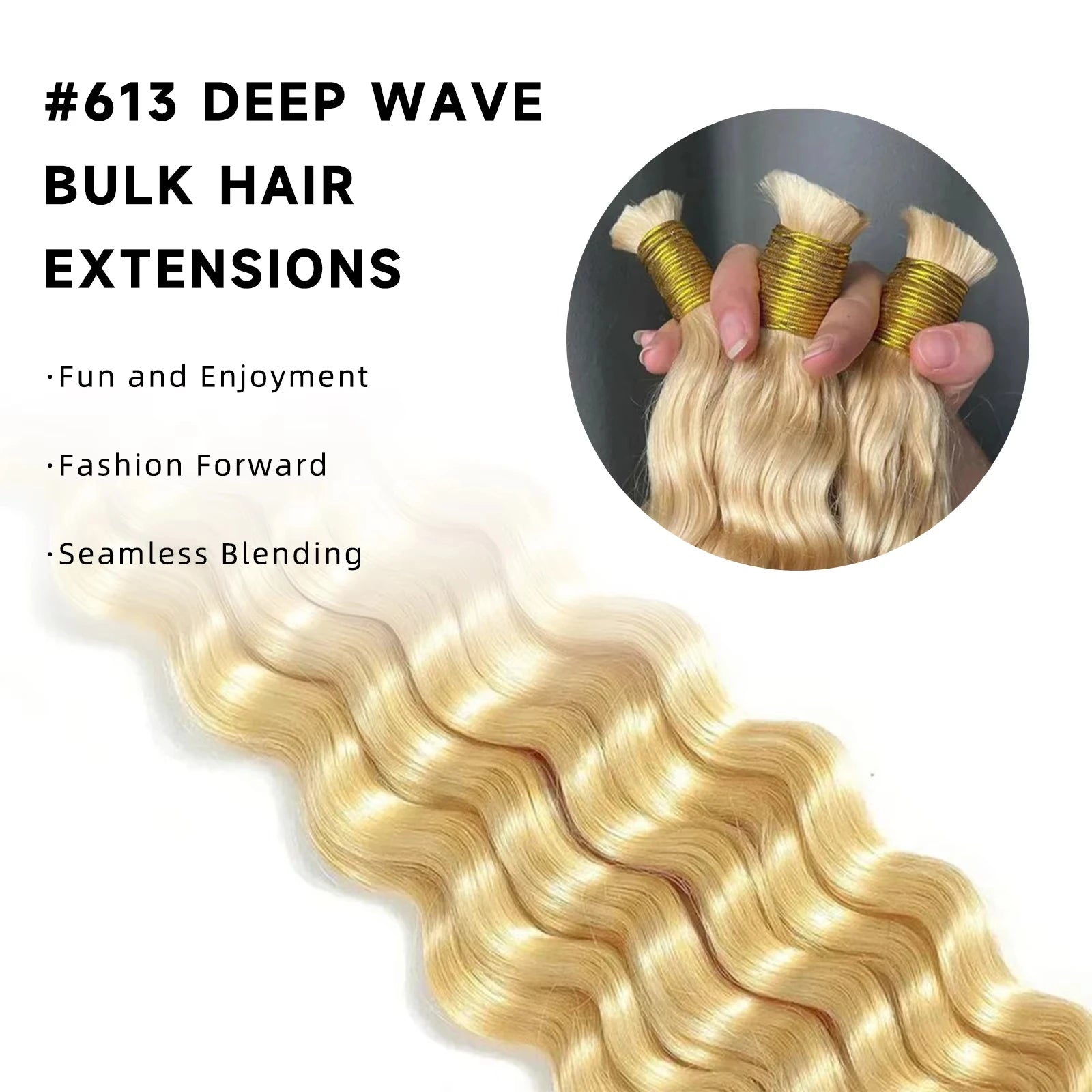 12A 613 Bulk Human Hair For Braiding Deep Wave Blonde Bulk Human Hair Extensions No Weft Human Hair Bundles For Boho Braids