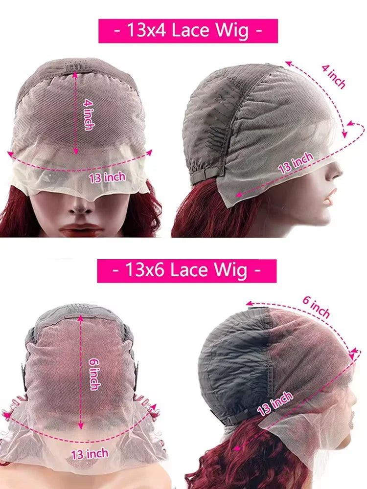 300 Density 99J Burgundy Lace Front Human Hair Wig Body Wave 13x6 Lace Frontal Wigs Red Colored Wigs Brazilian For Black Women