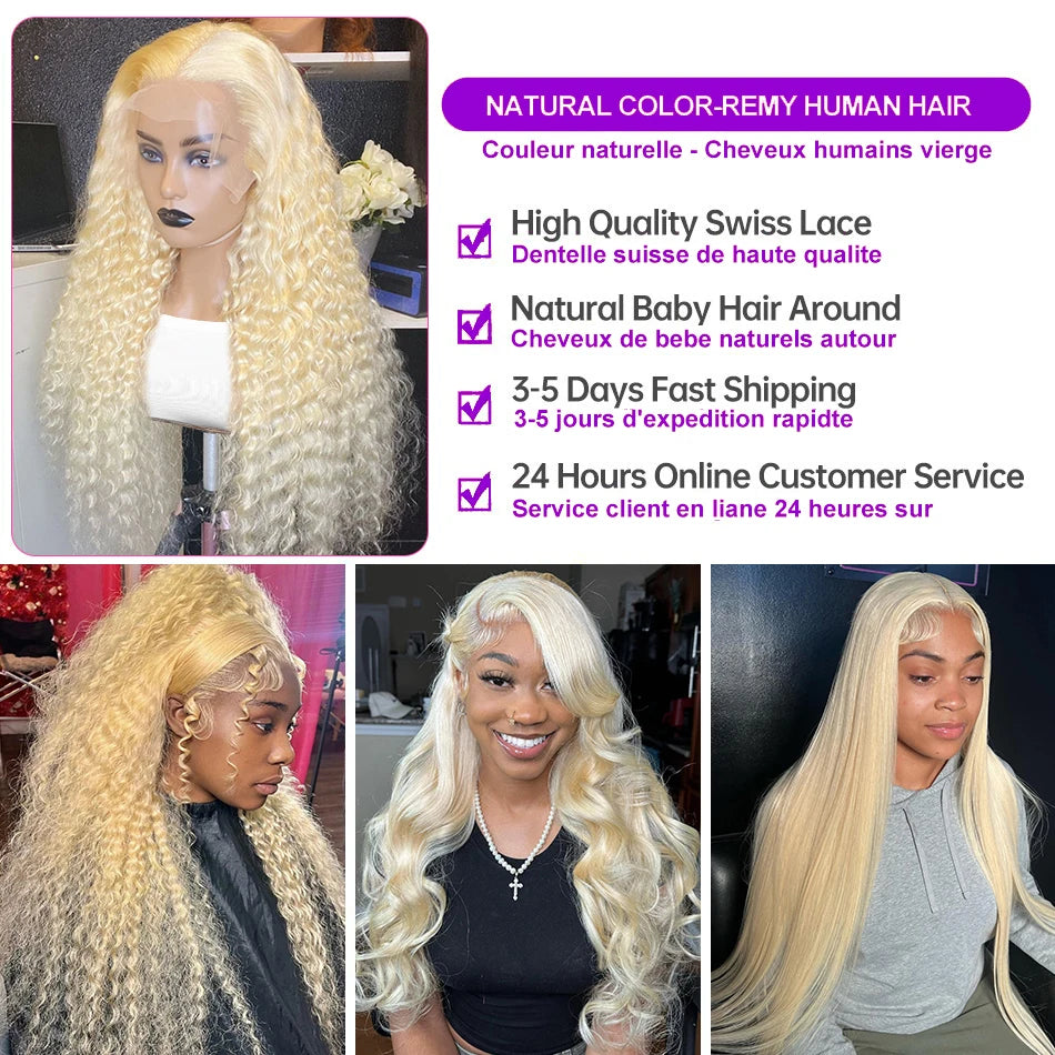 40 42 Inch Honey Blond Curly Wigs 613 Hd Lace Frontal Wig 13x6 for Women 200 Density Deep Wave Frontal Wig
