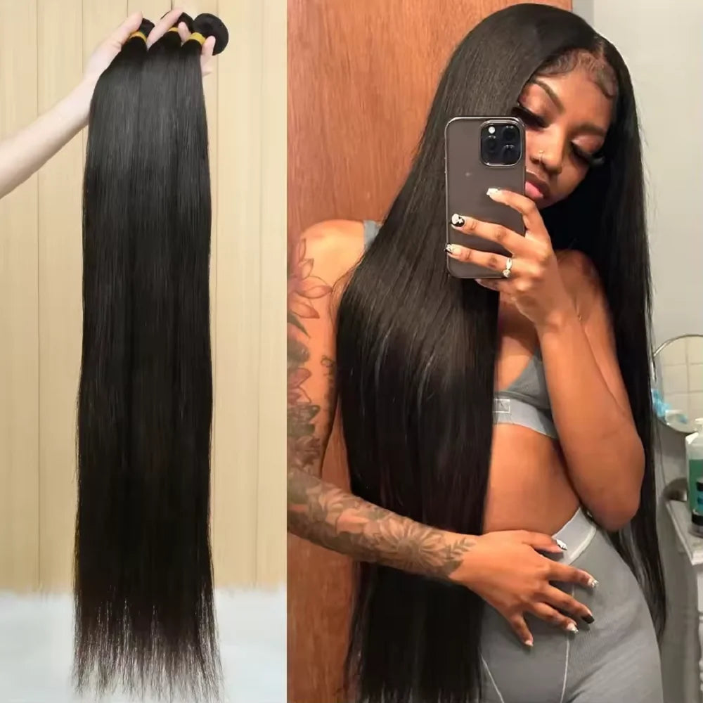 8-34 Inch Bone Straight Human Hair Weave Bundles 12 A Brazilian Natural Color 100% Remy Human Hair Extension 1 3 4 5 Bundles Wef