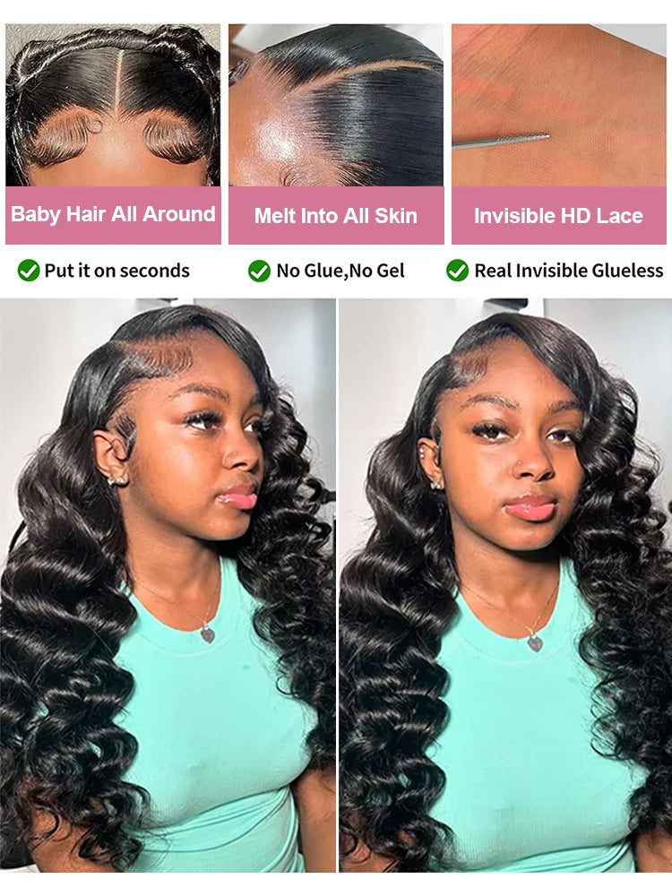 40 Inch Loose Deep Wave 13x6 HD Lace Frontal Human Hair Wig Brazilian Curly Wigs 13x4 360 Full Lace Front Wigs For Women 250%