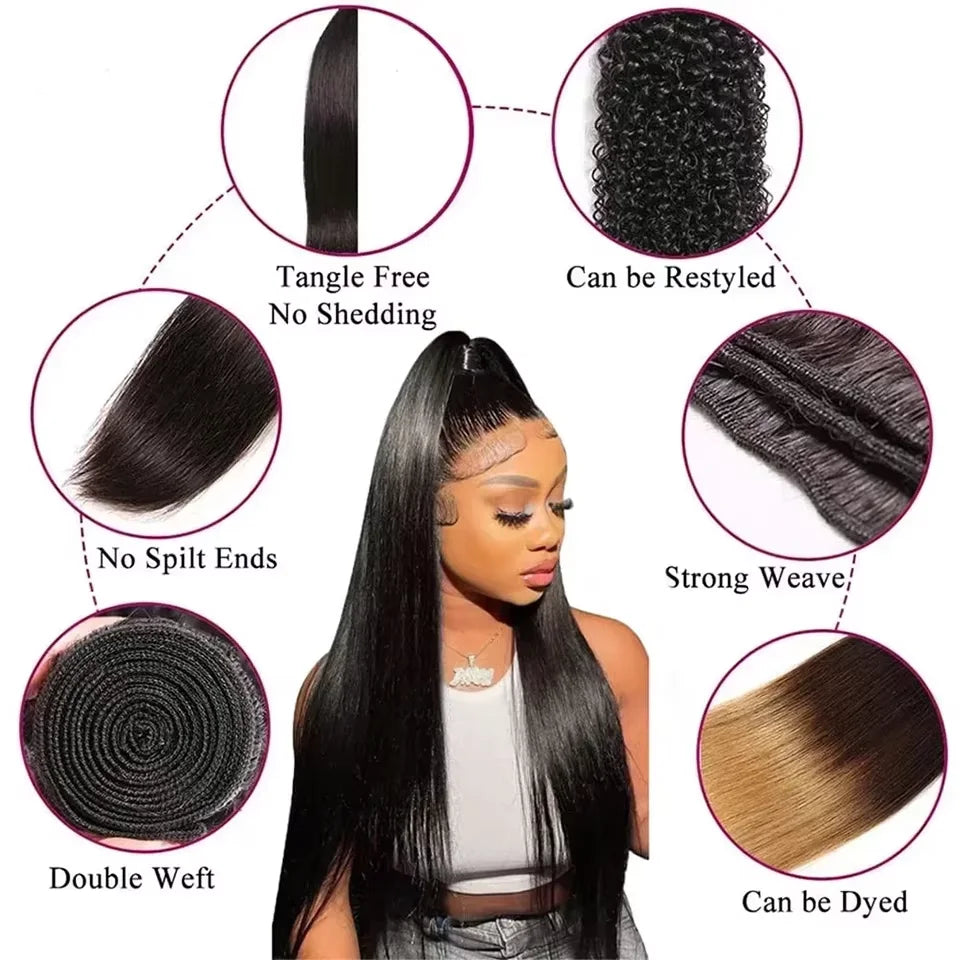 30 38 40 Inch Long Straight Human Hair Bundles 3/4/5/6 Pcs Natural Raw Hair Remy 100% Human Hair Extensions Weave Thick Bundles