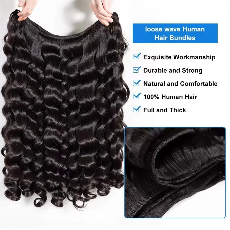 30 Inch 16A Loose Wave Bundles 100% Unprocessed Human Hair Bundles Brazilian 3/4/5/6 Pcs Double Weft Raw Virgin Hair Extensions