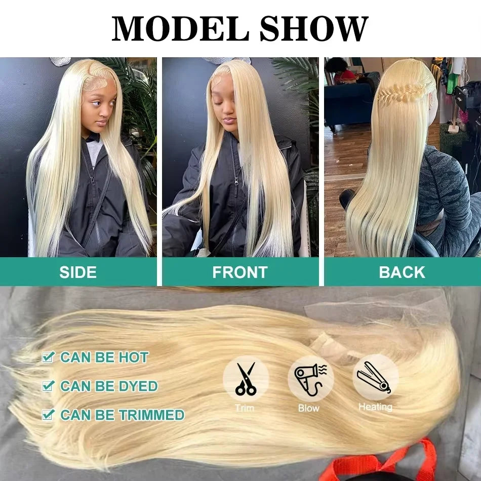 36 40Inch 613 Human Hair Wig 13x6 Blonde Bone Straight HD Lace Front Wig 250 Density Colored Brazilian Human Hair Wigs For Women
