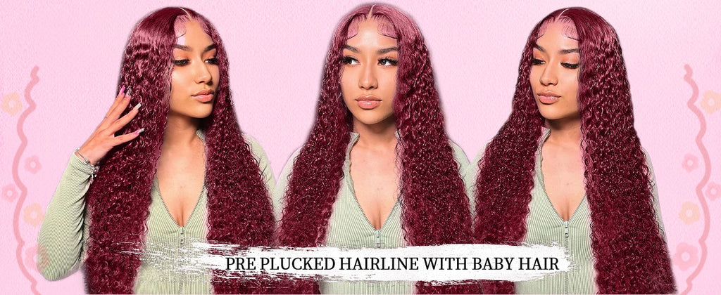 99J Burgundy 13x4 Lace Wig Deep Curly Human Hair Glueless Wig Human Hair Ready to wear Choice Brazilian Wigs For Women