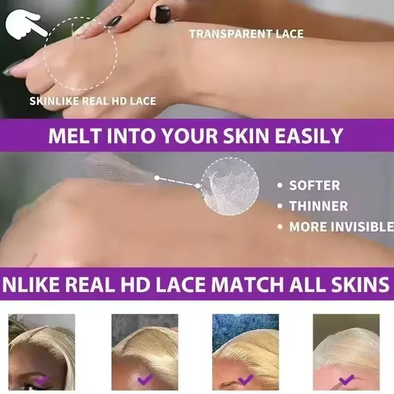 210% 30 40inch 13x6 HD Full Frontal Lace 613 Blonde Colored Straight Wigs Lace Frontal Human Hair Wigs Lace Front Wigs For Women