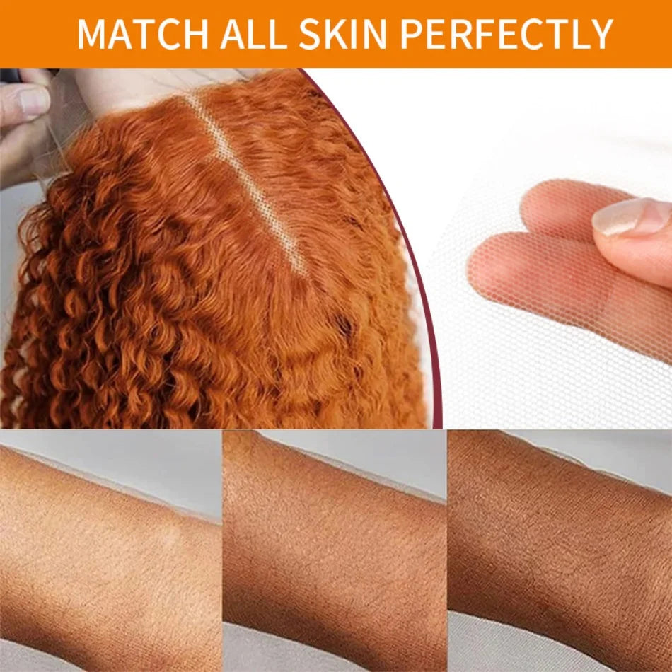 350# Orange Ginger Human Hair Wig Water Wave Curly Human Hair Wig 100% Brazilian Colored hd Lace Wig 13x4 13x6 Virgin Human Hair