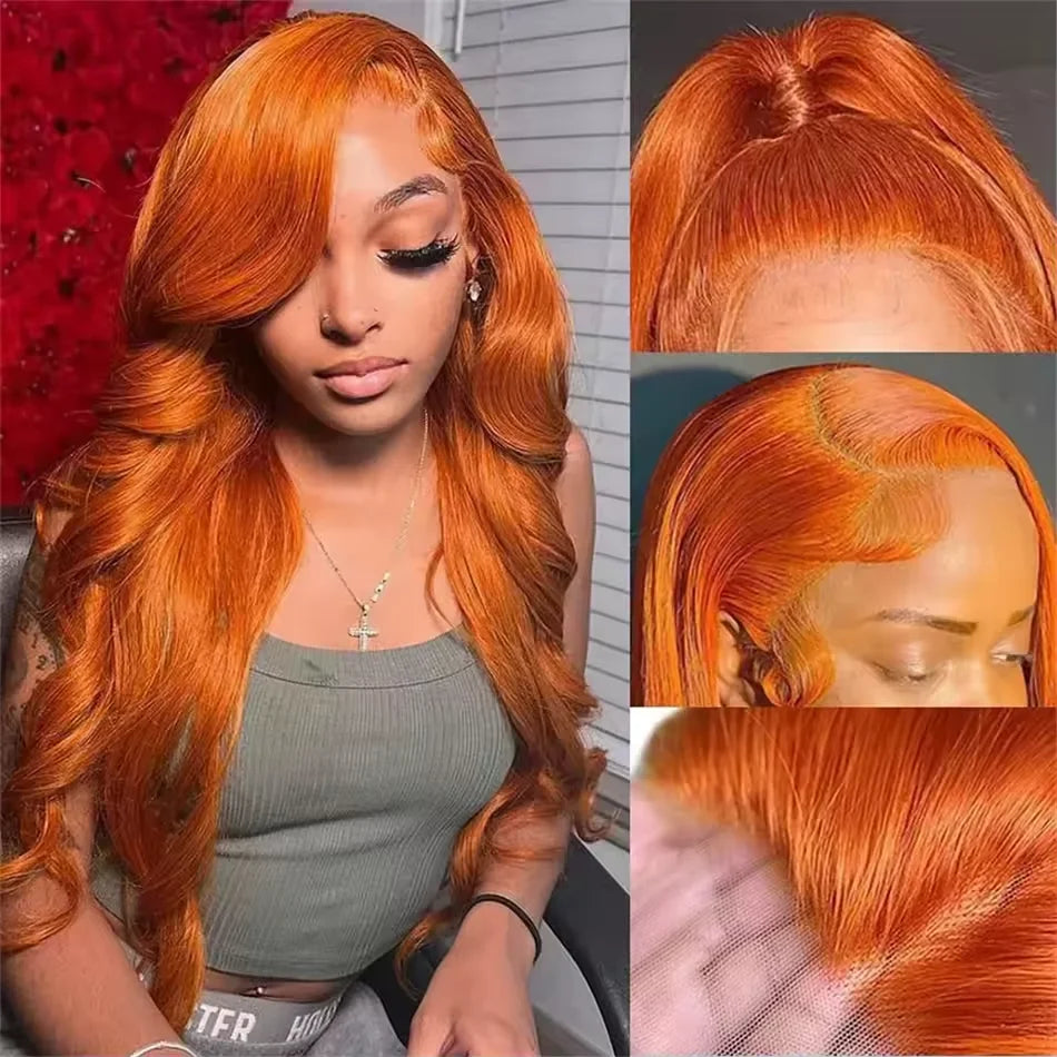 Ginger Human Hair Wig 13x6 Hd Lace Frontal Wig 30 Inch 13x4 Lace Front Orange Ginger Colored Body Wave Human Hair Wigs for Women