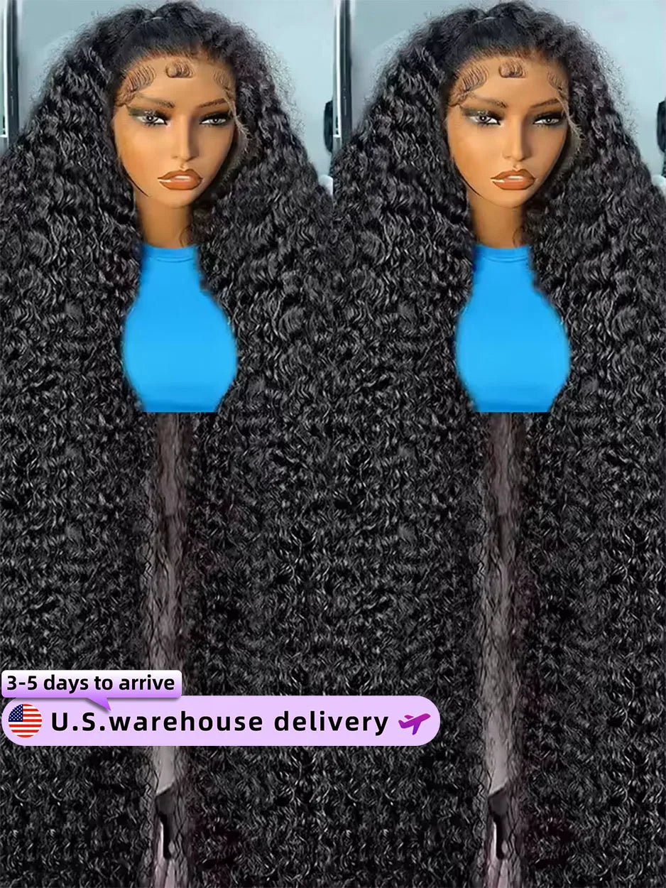 13x6 HD Water Curly Full Lace Frontal Wigs Brazilian 32 34 Inch 13x4 Loose Deep Wave Human Hair Wigs For Women 300% Density