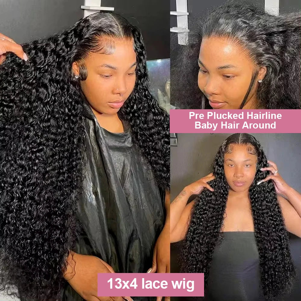 40 46 Inch Deep Wave 13x6 HD Lace Frontal Human Hair Wig Brazilian 13x4 Loose Water Curly Lace Front Wigs For Women 300% Density