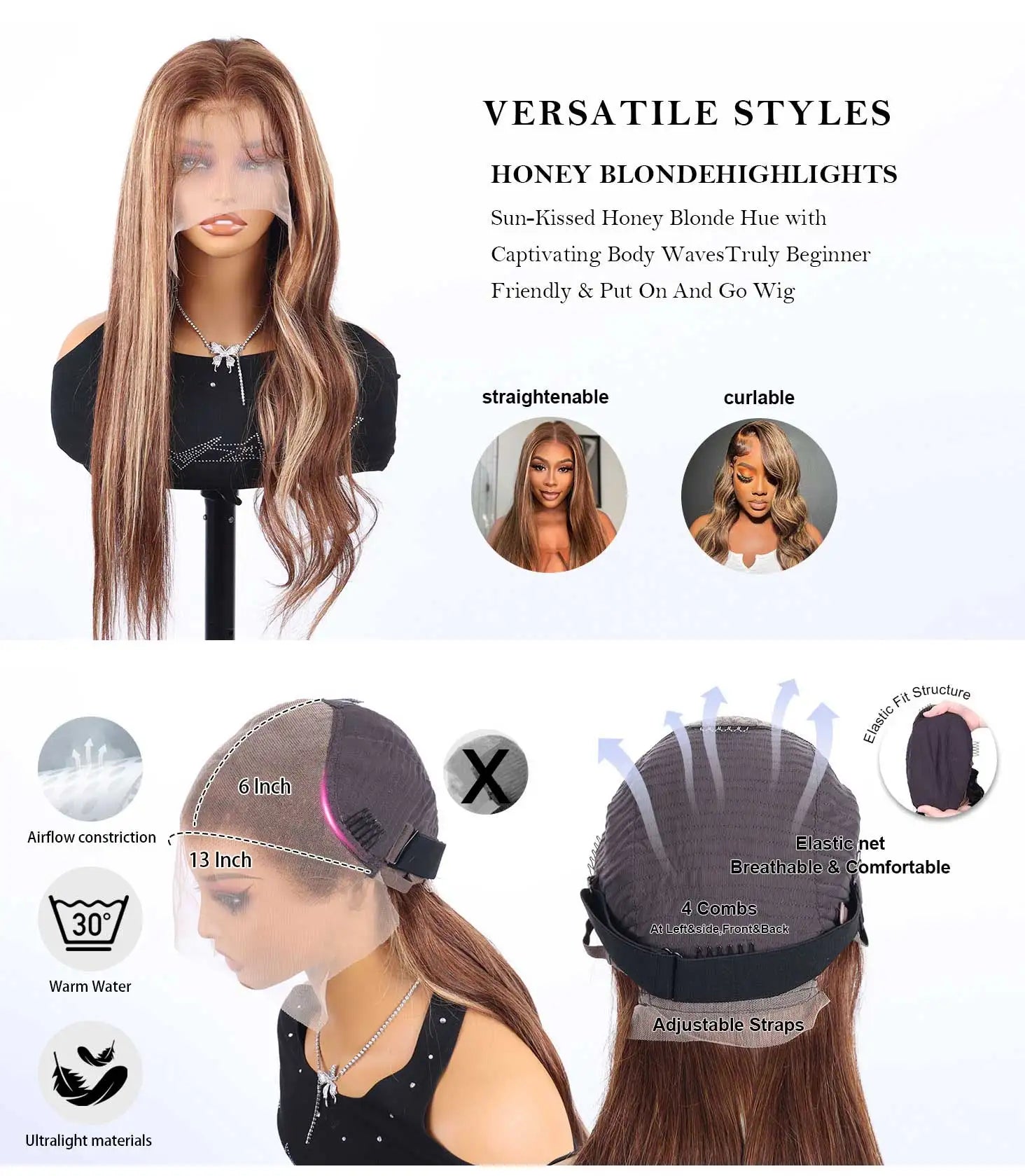 40 Inch Brown Ombre Highlight Wig Human Hair 13x6 Straight HD Lace Frontal Wigs 250 Density Brazilian Lace Front Human Hair Wig