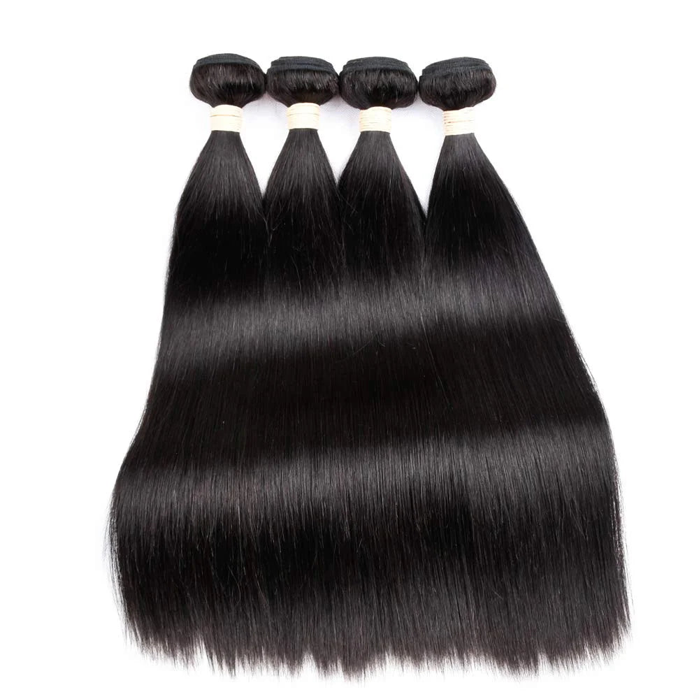 Straight 28 30 32 40 Inch 100% Natural Human Hair Bundles Deal Extensions Natural Black Brazilian Hair Weave Bundles For Women