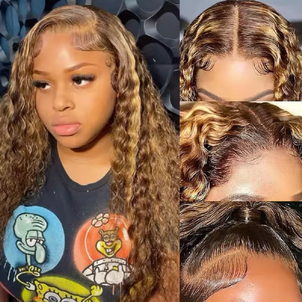 40Inch Highlight Wig Human Hair Colored Curly Wigs 13X6 Hd Lace Frontal Wig Brazilian 4/27 Deep Wave Lace Front Wigs For Women