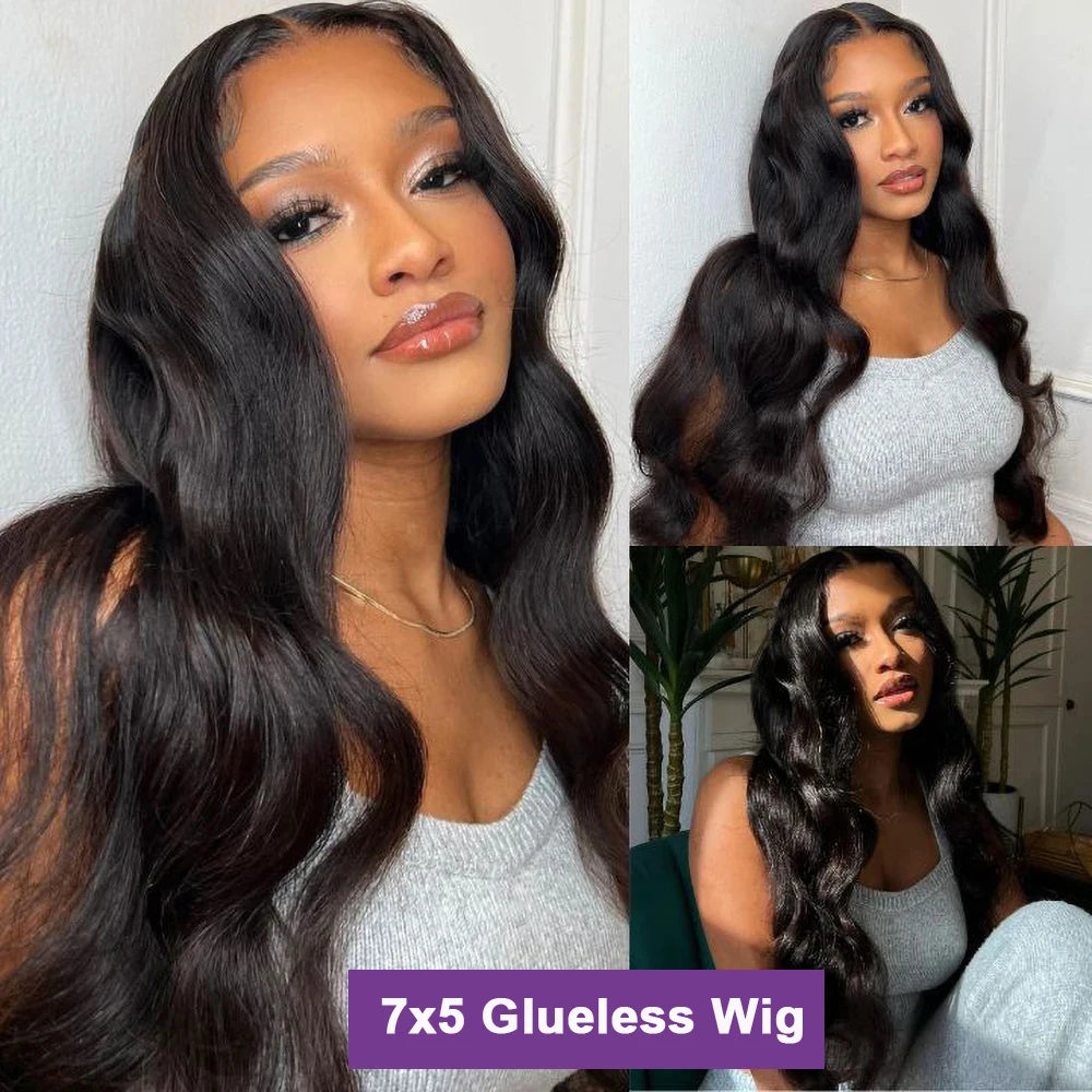 220% Glueless 7x5 HD Lace Closure Wig Body Wave Preplucked 28 Inch Wear and Go Glueless Wigs Human Hair Pre Plucked Pre Cut