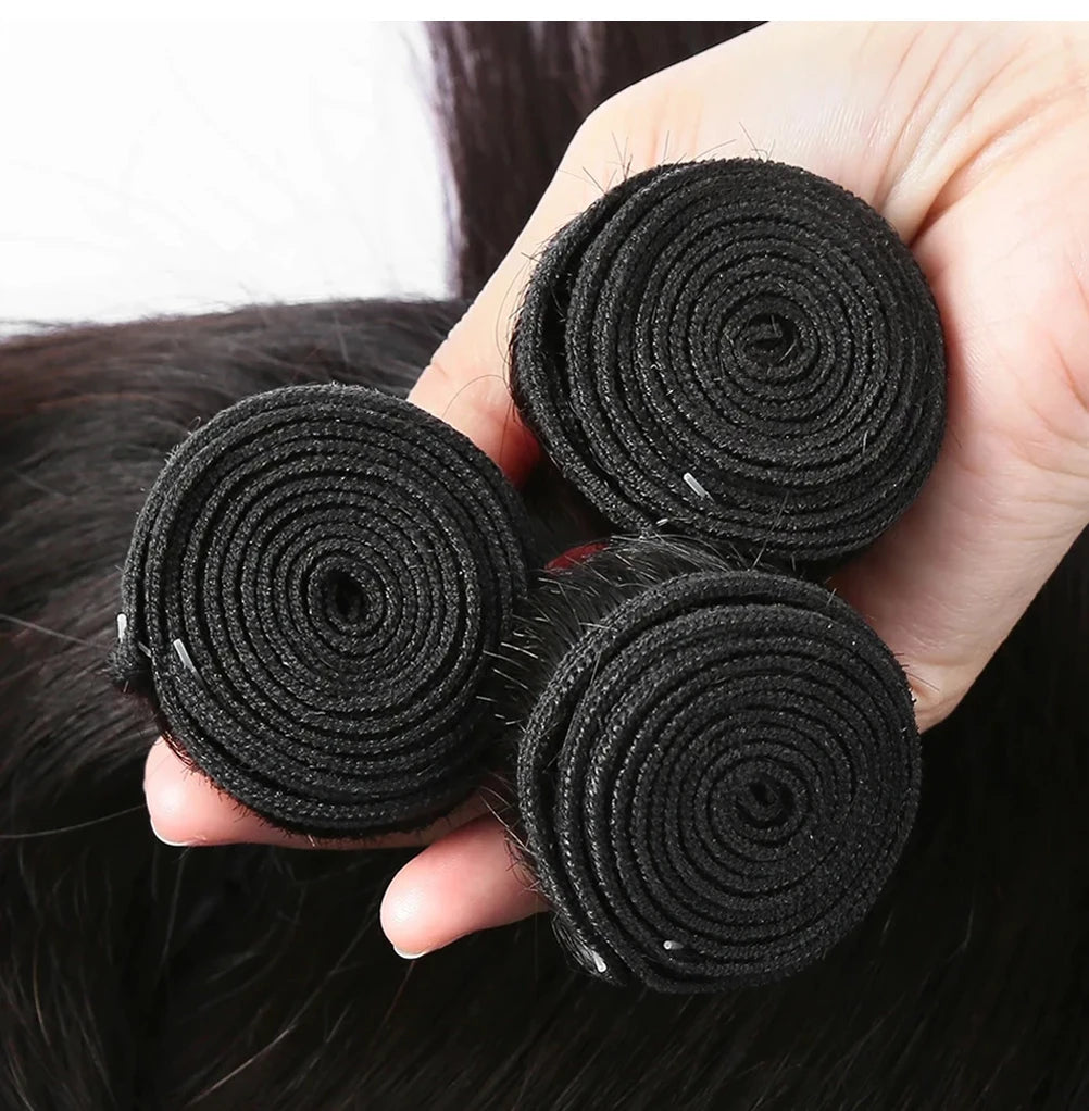Straight Human Hair Bundles Raw Hair Bundles 100% Human Hair Extensions Natural Black Brazilian Hair Weave Bundles For Women