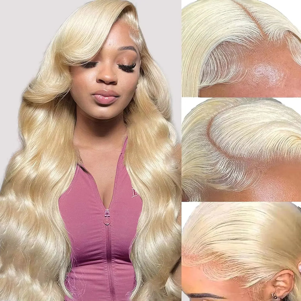 613 HD Lace Frontal Wig 13x6 Body Wave Human Hair Wigs 30 Inch Blonde Natural Colored Pre Plucked Human Hair Wig 2 Pieces Deals
