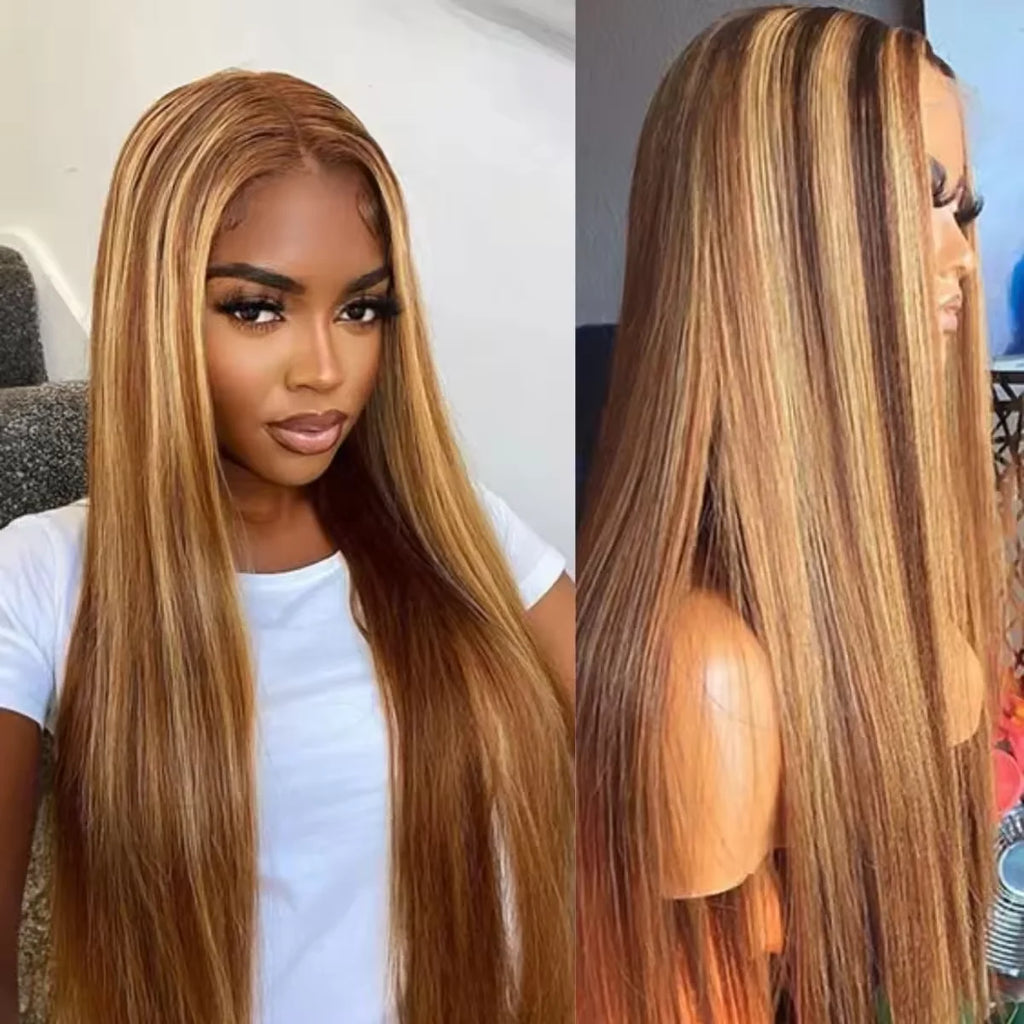 360 Full HD Human Hair Lace Frontal Glueless Wigs 4 27 Colored Ombre Brazilian Lace Front 13x4 Transparent Wigs For Black Women