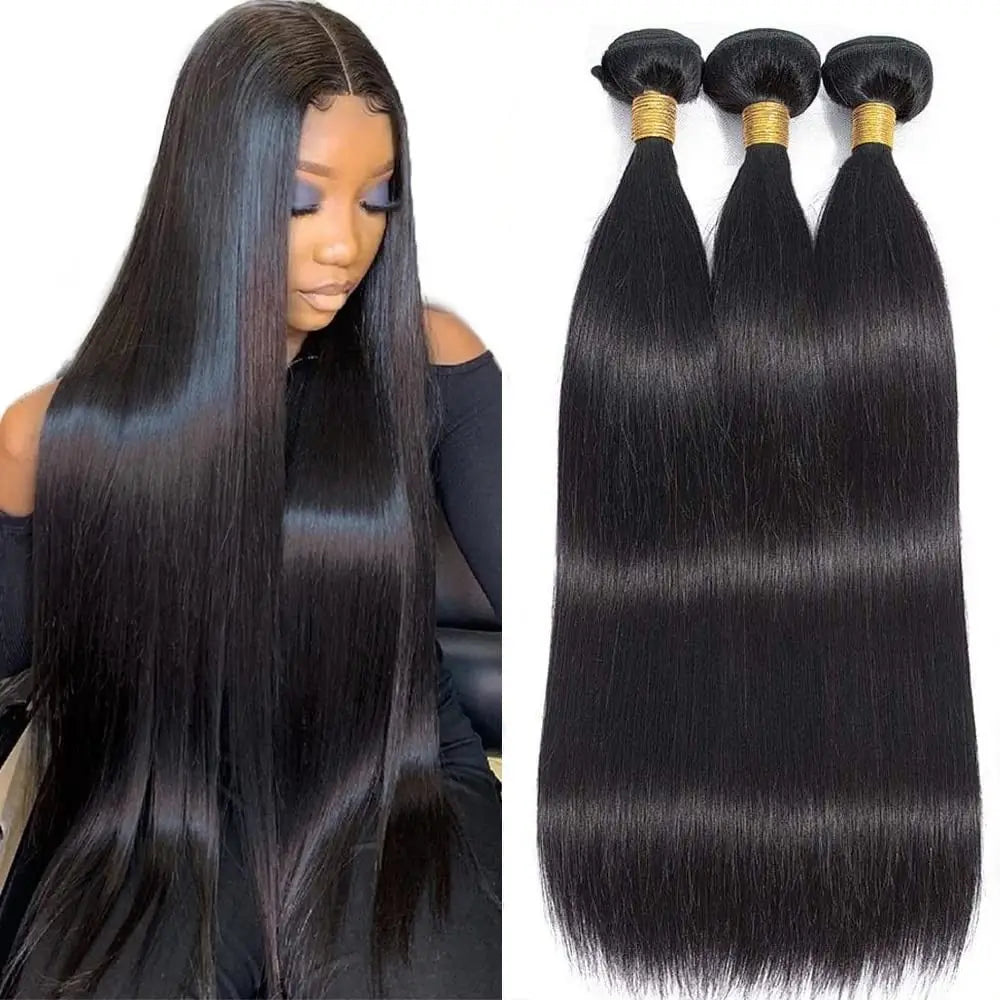 8-34 Inch Natutral Straight Human Hair Bundles 100% Brazil Human Hair Sew In Weaves Color 1/3/4 Bundles For Black Women