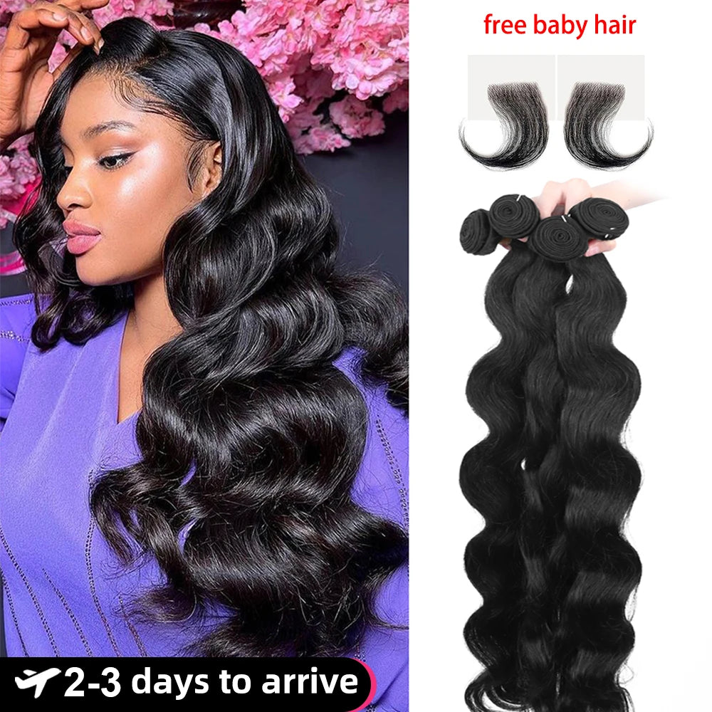 30 34 Inch Body Wave 100% Human Hair Bundles Virgin Hair Water Wave Bundles Double Weft Raw Hair Extensions Weaving Tissage 16A